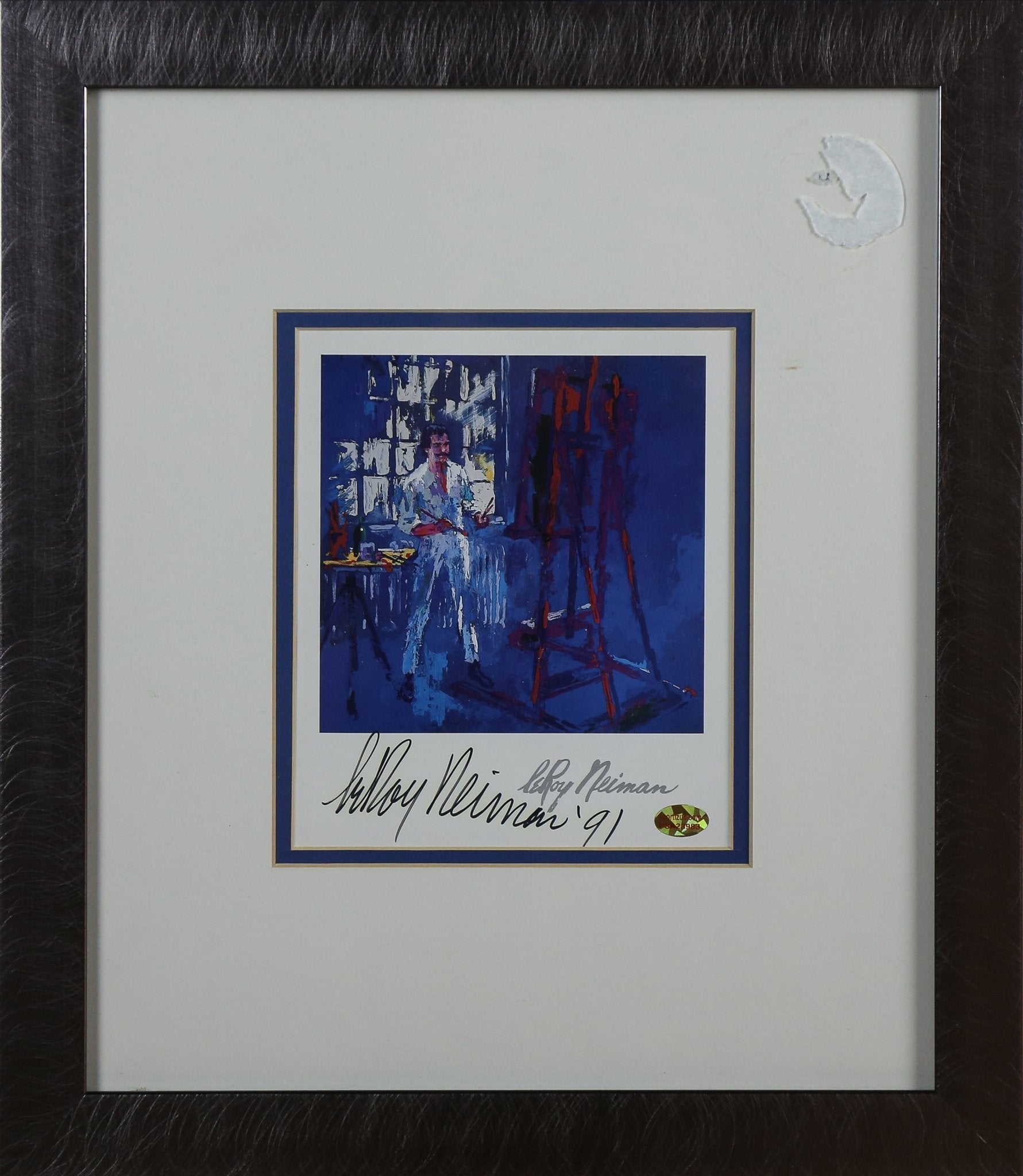 LeRoy Neiman Signed '91 8x8 Self Portrait Print Framed Display - Memorabilia Framers Shop